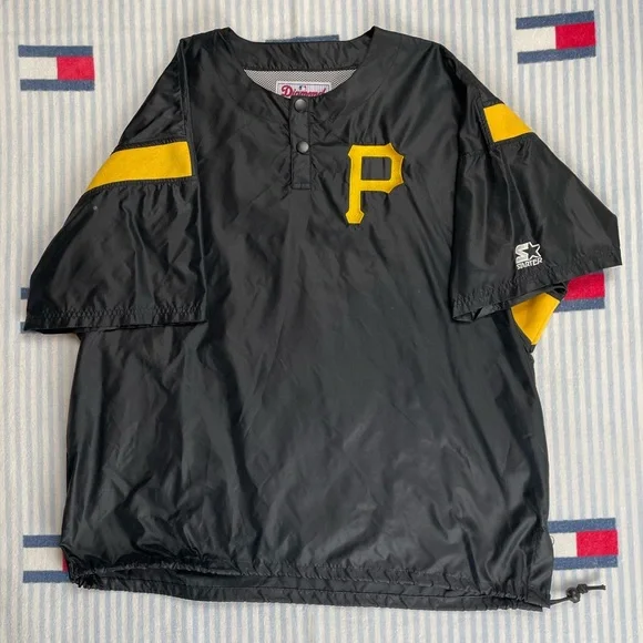 Vintage Starter Pittsburgh Pirates MLB Baseball short sleeve pullover warmup - Picture 1 of 13